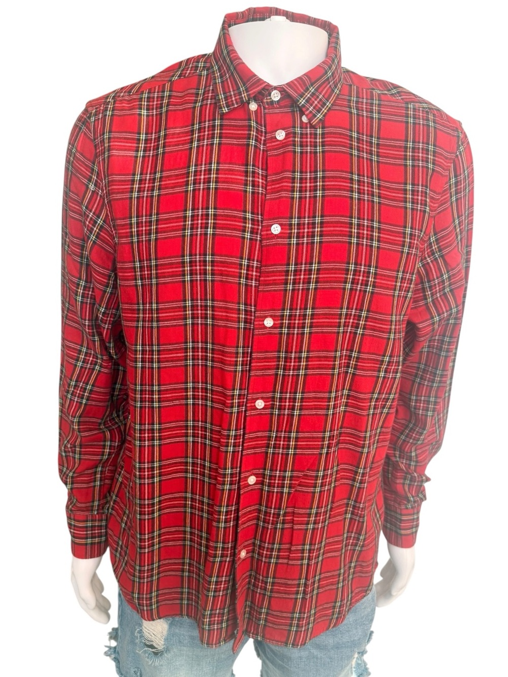 H&M Red Plaid Button-Down Shirt